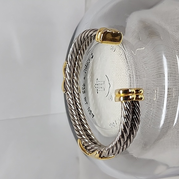 Vintage Two Tone Silver & Gold Cable Cuff - Picture 4 of 5